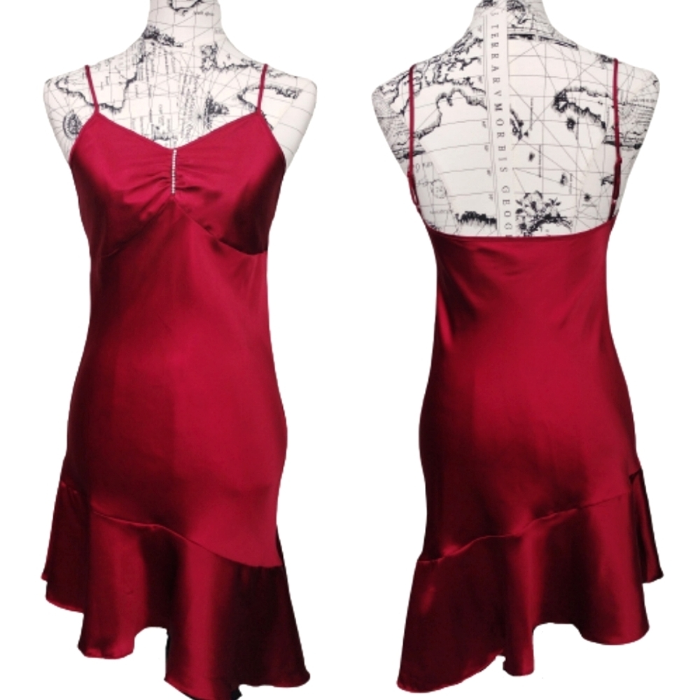 🆕 Silk Maison Red Twilight Silk Slip Dress in Ruby Red Sz. S